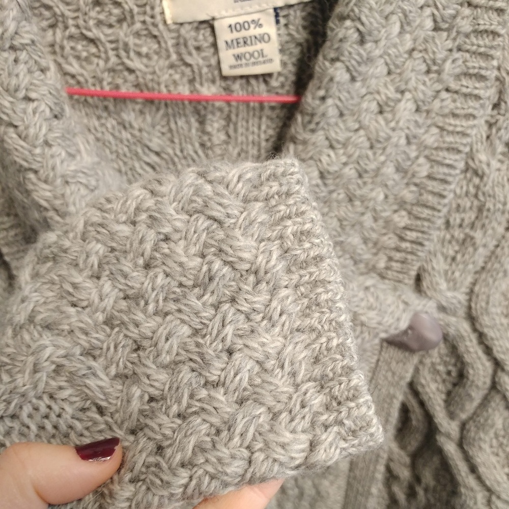 Aran Mor Ireland 100% Merino Wool Cardigan Women's Sweater Cable Knit Shawl S - Picture 7 of 9